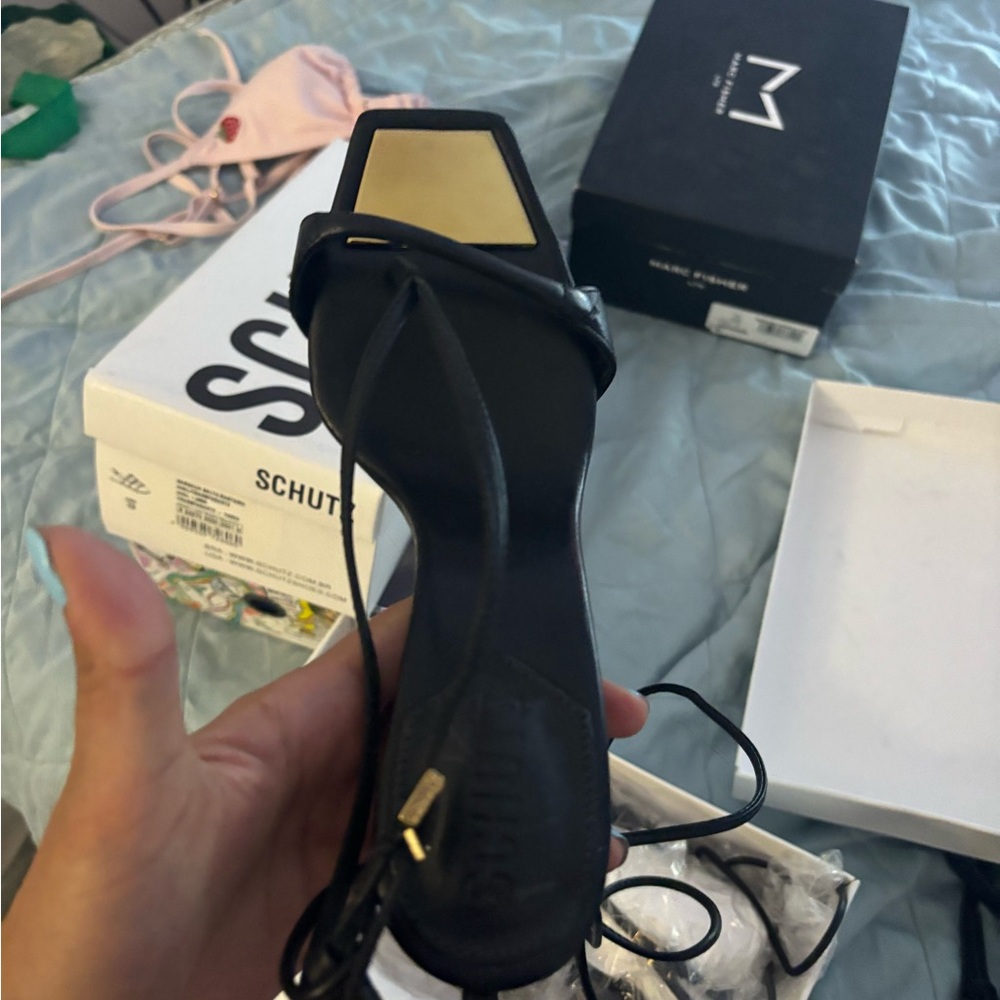 SCHUTZ Black Strappy Heels